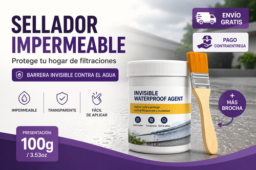 Sellador Impermeabilizante Invisible + Brocha de Madera Incluida