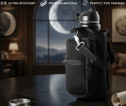 Magnetic Water Bottle Holder Gym Water Bottle Carrier Bag W/ Phone Pocket Handle Shoulder Strap 6 Built-In Magnets Water Bottle